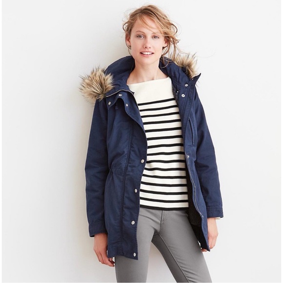 Women's Size Small Gap 2 In 1 Parka Winter Coat 100% Cotton Blue - Picture 1 of 14